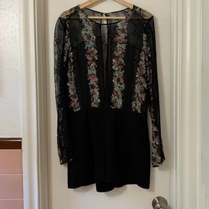 Express Size Large Sheer/Lace Romper With Floral Design